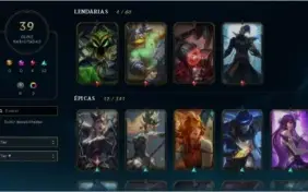 Conta league of legends, gold 4, nunca teve elo, 39 skins