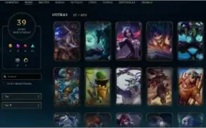 Conta league of legends, gold 4, nunca teve elo, 39 skins
