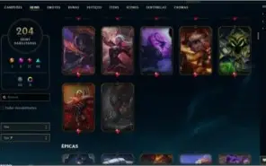 Conta de League of Legends Unranked 204 skins