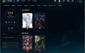 Conta de League of Legends Unranked 204 skins