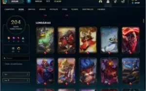 Conta de League of Legends Unranked 204 skins