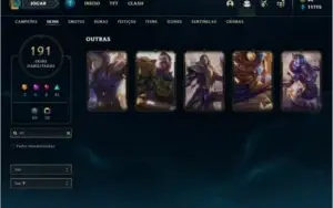 Conta platina 4 com TODOS os champs e 191 skins ( MAIN JG )