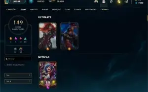 Conta ouro 4 com 120 Champs e 149 Skins + 30 Cromas
