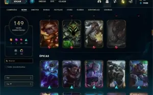 Conta ouro 4 com 120 Champs e 149 Skins + 30 Cromas