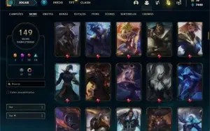 Conta ouro 4 com 120 Champs e 149 Skins + 30 Cromas