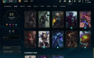Conta mestre 201pdl 52 Skins League of Legends