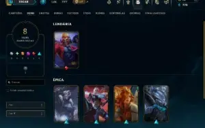 Ouro 2 com 45 Champs e 8 Skins