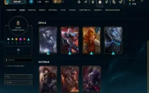 Ouro 2 com 45 Champs e 8 Skins