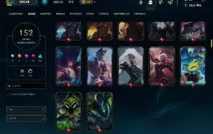 Ouro 2 com TODOS os champs e 152 skins ( MID / SUP / ADC )