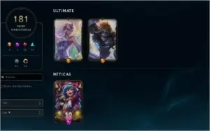 Conta de lol lvl 180+ todos os campeoes 181 skin, 2 ultimate