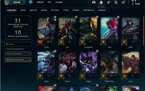 Conta diamante 2 com 29 Champs e 2 Skins + 15 Espolios