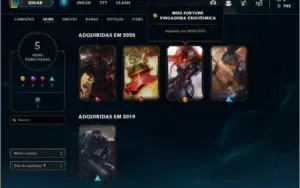 Conta unranked com 33 champs e 5 skins ( 1 ultimate )
