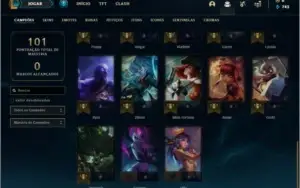 Conta unranked com 33 champs e 5 skins ( 1 ultimate )