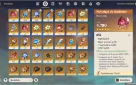 Conta Genshim Impact Rank 45 Mundo Lv6 Com 4 personagens 5*