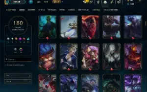 Unranked com 125 Champs e 180 Skins ( TOP / MID / JG )
