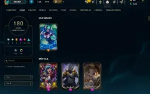 Unranked com 125 Champs e 180 Skins ( TOP / MID / JG )