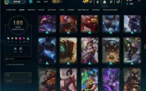 Unranked com 125 Champs e 180 Skins ( TOP / MID / JG )