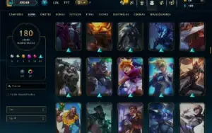 Unranked com 125 Champs e 180 Skins ( TOP / MID / JG )