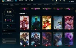 CONTA LOL; UNRANKED c/ MMR PLAT 1; 186 SKINS; 1330 RP's