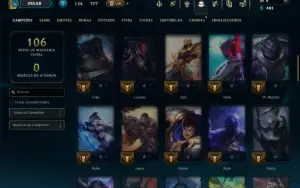 Mestre com 70 Champs e 9 Skins