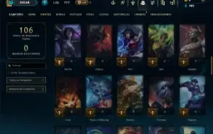 Mestre com 70 Champs e 9 Skins