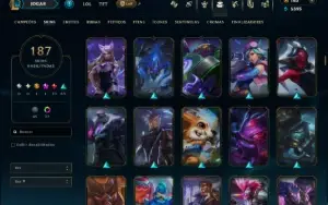 Bronze 2 com TODOS os Champs e 187 Skins ( SUP / ADC / JG )
