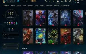 Bronze 2 com TODOS os Champs e 187 Skins ( SUP / ADC / JG )
