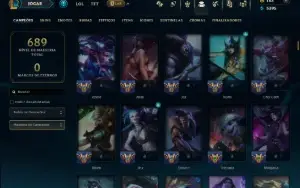 Bronze 2 com TODOS os Champs e 187 Skins ( SUP / ADC / JG )