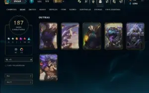 Bronze 2 com TODOS os Champs e 187 Skins ( SUP / ADC / JG )