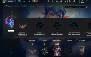 Bronze 2 com TODOS os Champs e 187 Skins ( SUP / ADC / JG )