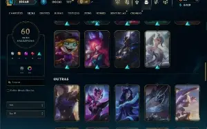 Unranked (ex diamante) com 80 Champs e 60 Skins