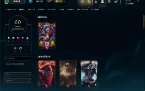 Unranked (ex diamante) com 80 Champs e 60 Skins