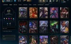 Unranked (ex diamante) com 80 Champs e 60 Skins
