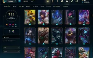 Conta Unranked com TODOS os champs e 312 Skins ( JG / MID )
