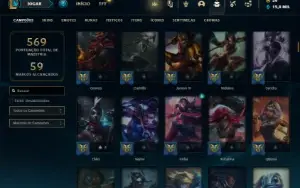 Conta Unranked com TODOS os champs e 312 Skins ( JG / MID )