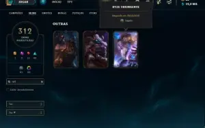 Conta Unranked com TODOS os champs e 312 Skins ( JG / MID )