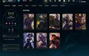 Conta Unranked com TODOS os champs e 312 Skins ( JG / MID )
