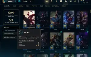 Conta Unranked com TODOS os champs e 312 Skins ( JG / MID )