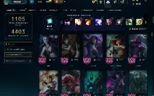 Unranked com TODOS os champs e 545 Skins ( Nivel 1000 )