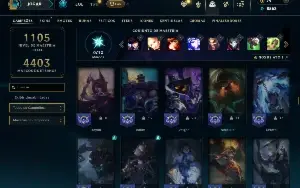 Unranked com TODOS os champs e 545 Skins ( Nivel 1000 )