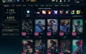 Unranked com TODOS os champs e 545 Skins ( Nivel 1000 )