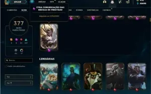 Conta Platina 2 com TODOS os champ e 377 Skins + 5 Prestigio