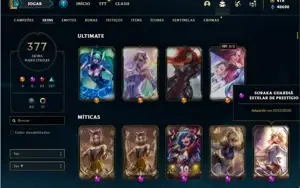 Conta Platina 2 com TODOS os champ e 377 Skins + 5 Prestigio