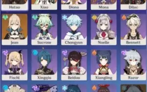 XIAO C1PRIMOSPEAR, HUTAO, JEANC1, MONA, DILUC, SKYWARD ATLAS