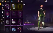 Conta free fire com angelical verde e vermelha feminina.