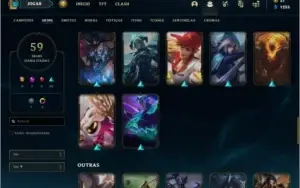 Conta prata 1 com 59 skins e 72 champs
