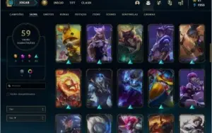 Conta prata 1 com 59 skins e 72 champs