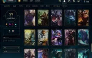 Conta prata 1 com 59 skins e 72 champs