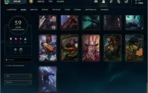Conta prata 1 com 59 skins e 72 champs