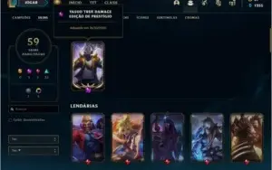 Conta prata 1 com 59 skins e 72 champs